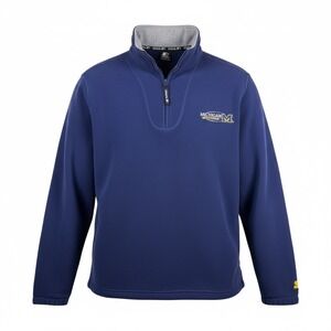 Starter Michigan Wolverines Fleece Quarter Zip Pullover Navy Blue Mens XL‎